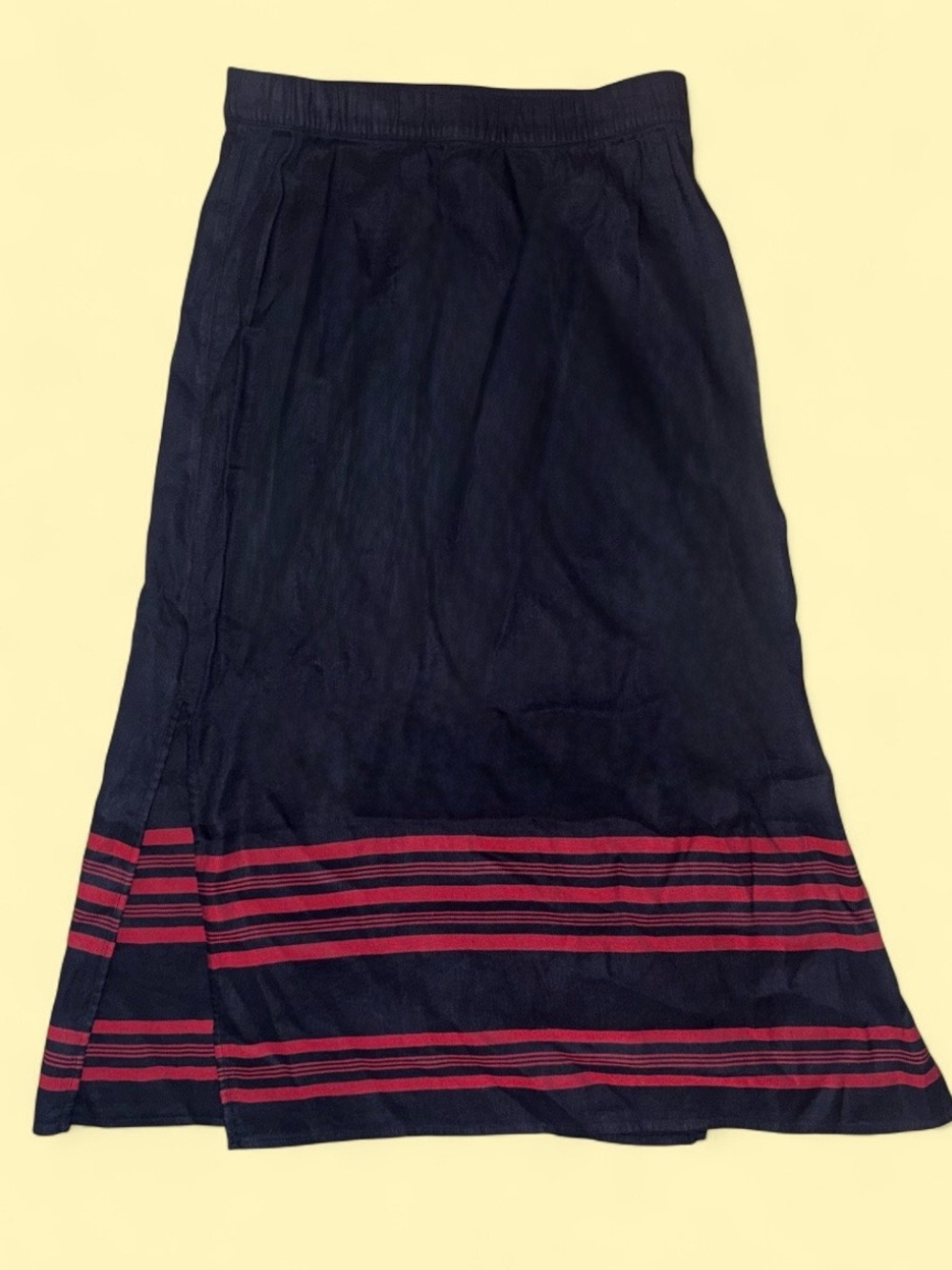 J. Jill Black Linen Blend Maxi Skirt w/ Elastic Waist - Size Small